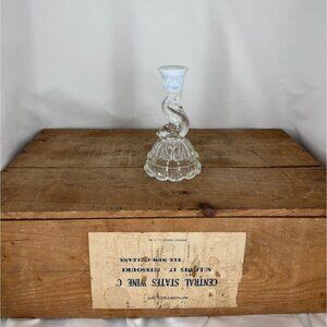 1890's Northwood Glass Opalescent Petticoat Dolphin Candlestick